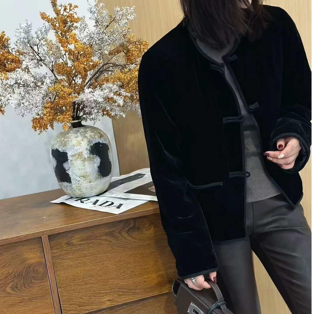 ZHUIMU.【素衣若雪】新中式国风圆领盘口丝绒鹅绒羽绒服ZM1370