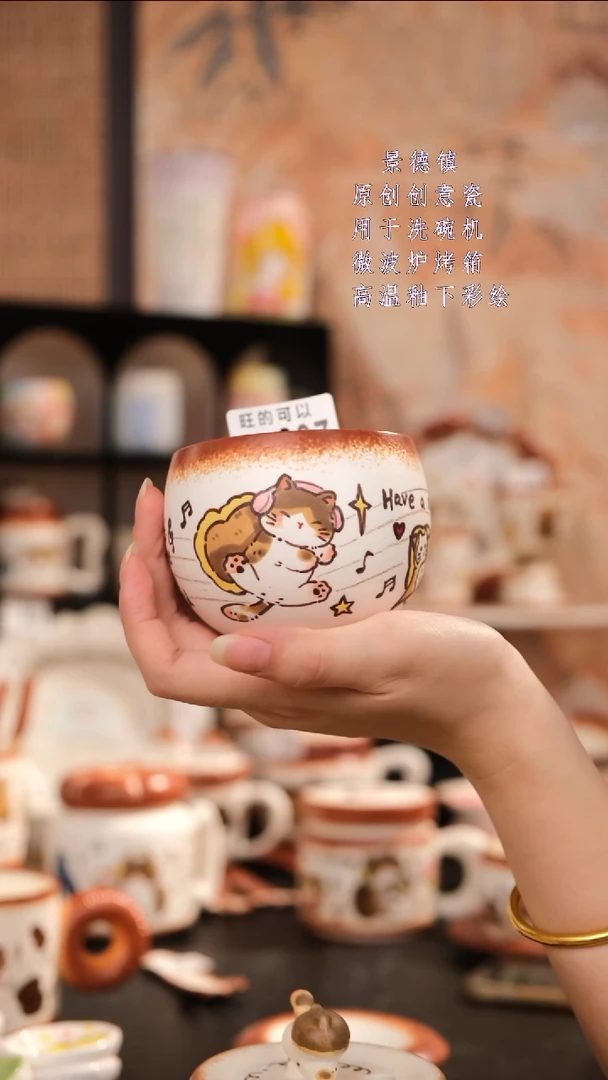 摆件景德镇手工手绘设计师款