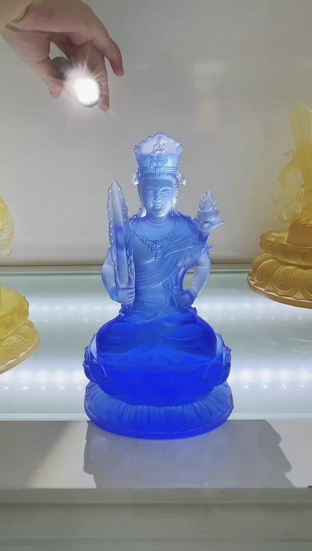 手工艺品琉璃蜜**累古法琉璃15cm虚空藏