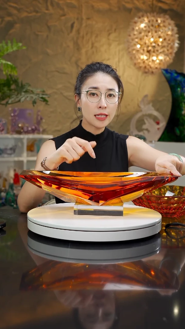手工艺品琉璃琥珀色船型果碗