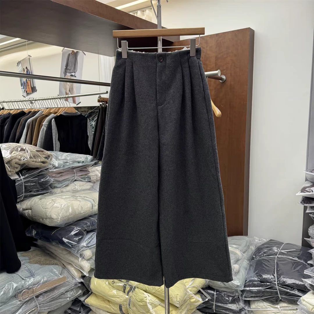【星家】韩系羊毛呢高腰宽松阔腿裤7113