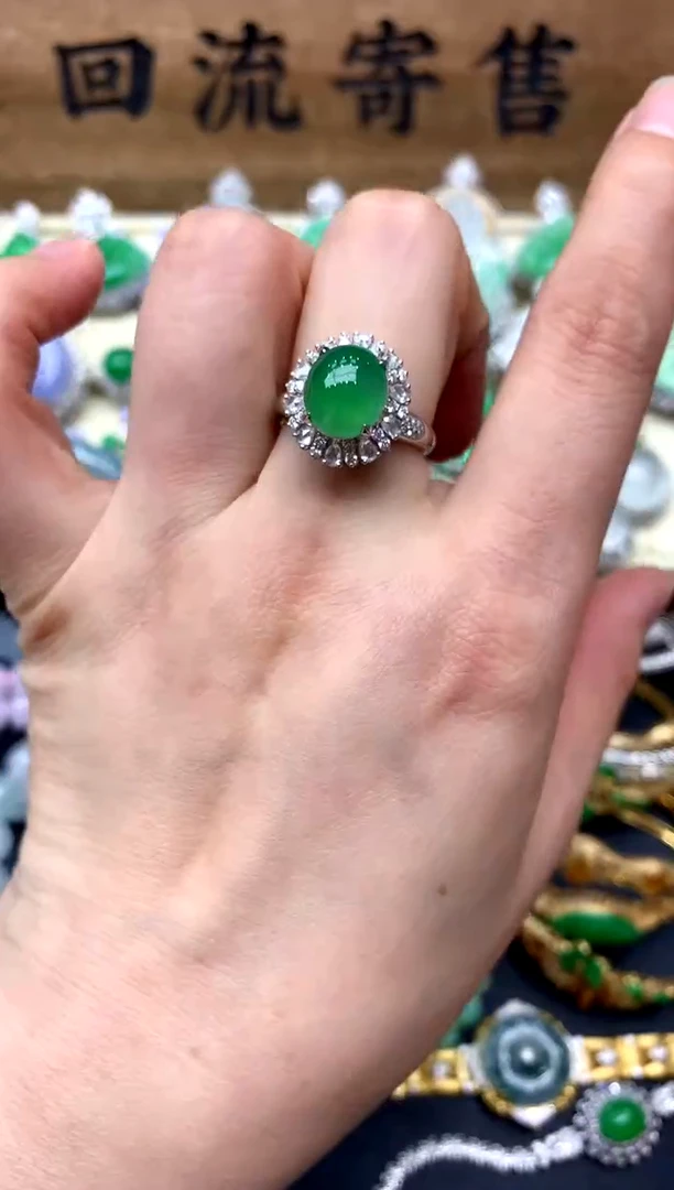 【闪购商品】翡翠戒指18K金镶嵌365-中国好珍宝
