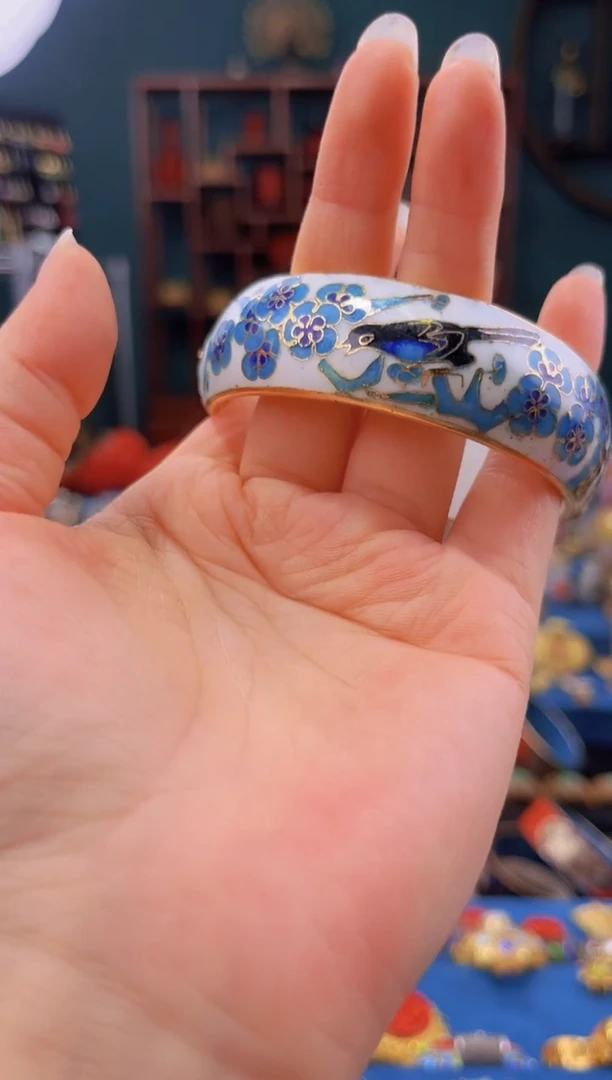 银蓝喜上眉梢开口手镯 白蓝