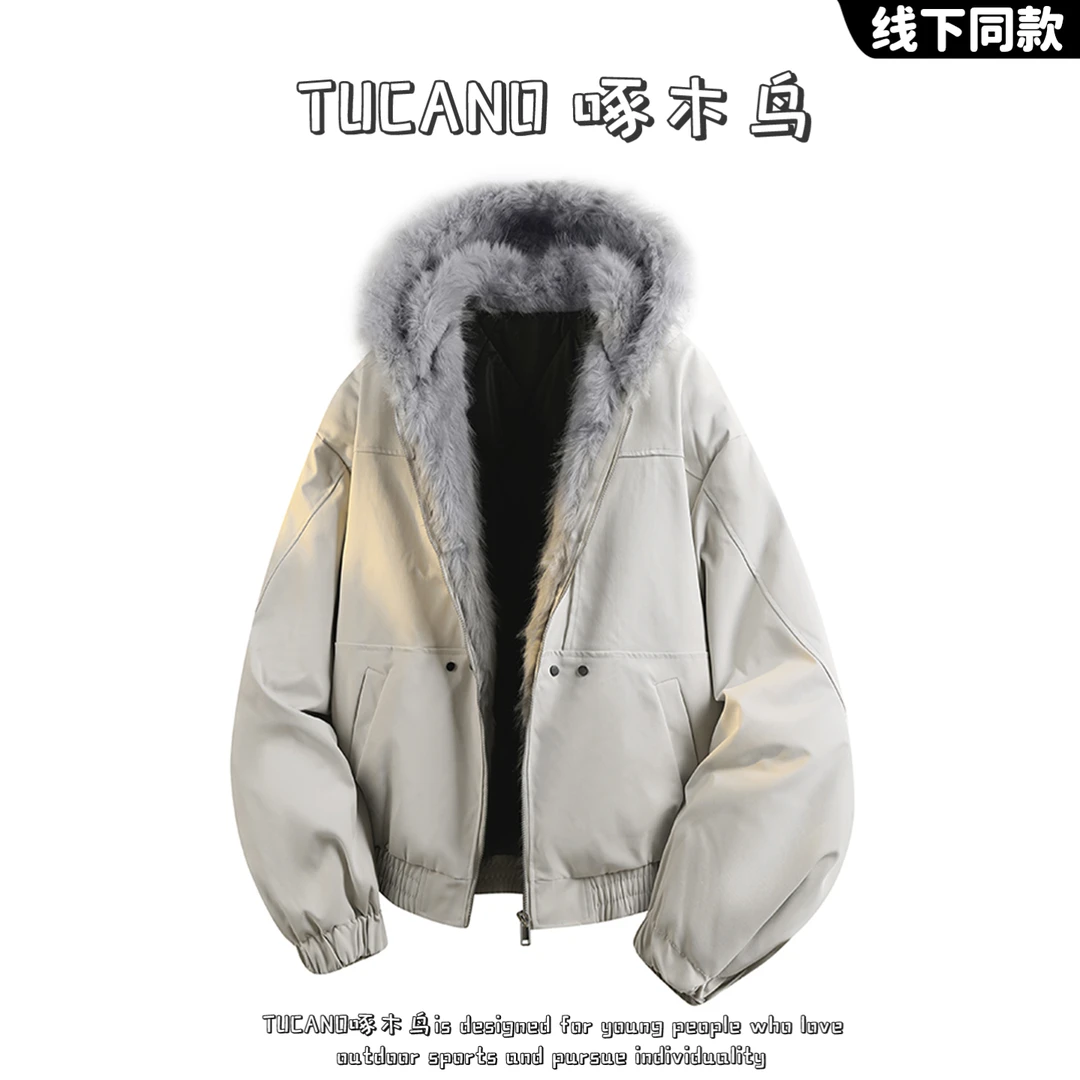啄木鸟座山雕外套男女款冬季加棉加厚棉服防寒保暖时尚连帽棉衣服