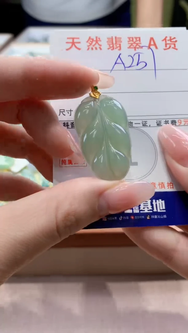 颈饰18K金镶嵌翡翠天然缅甸a货翡翠