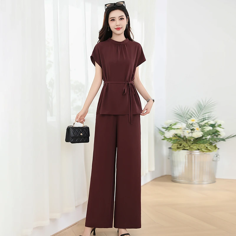 商场同款采姿妍C25-2116妍尚俪姿百搭轻薄收腰针织二件套裤2025夏