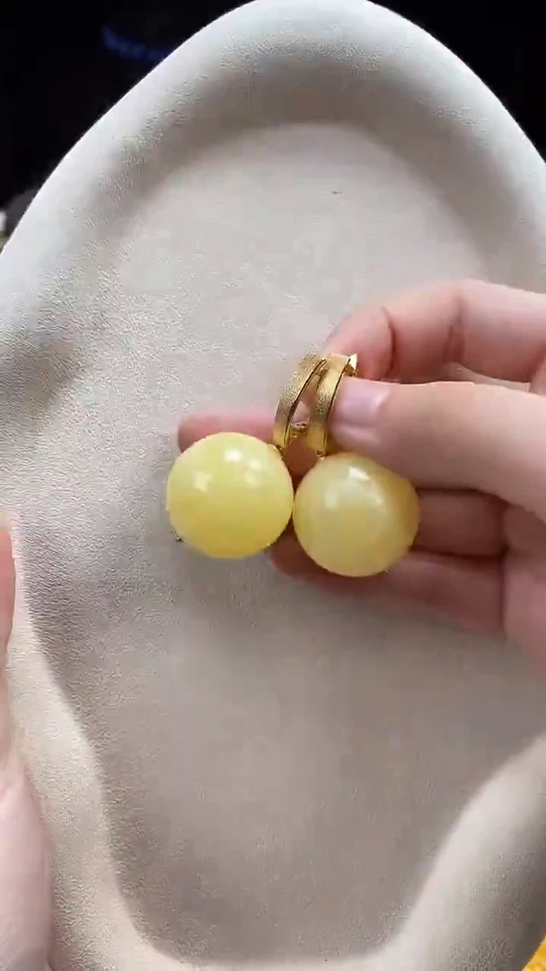 琥珀未镶嵌耳饰耳环