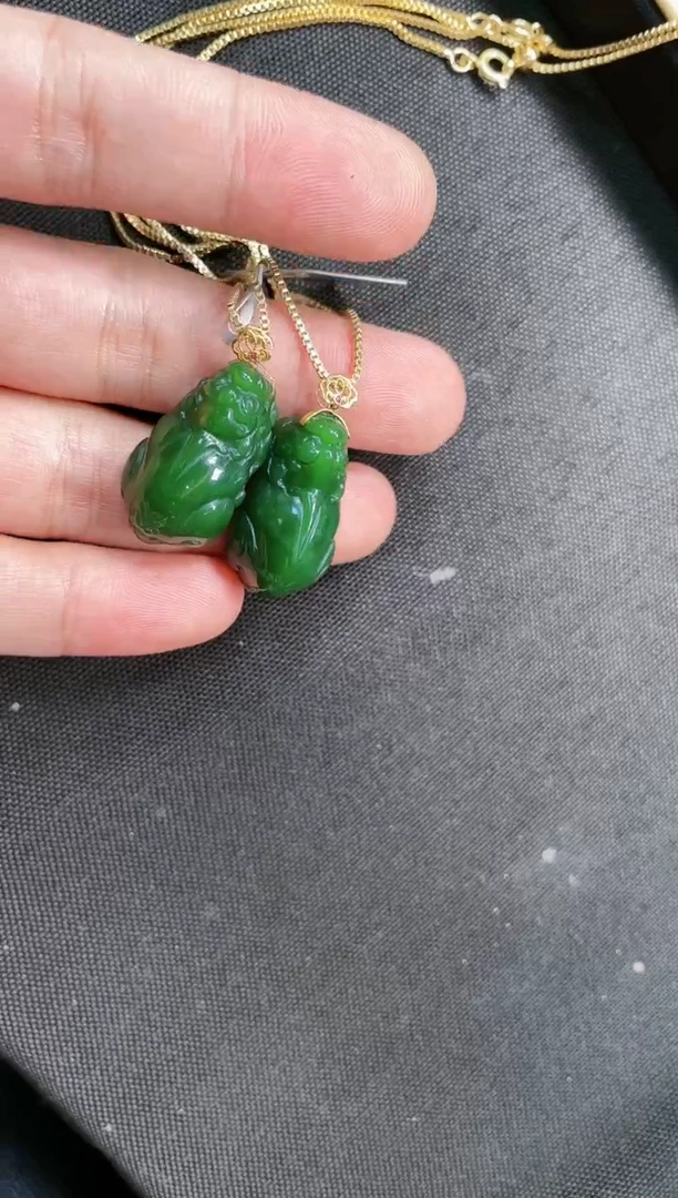 【闪购商品】和田玉吊坠18K金镶嵌多样性发一