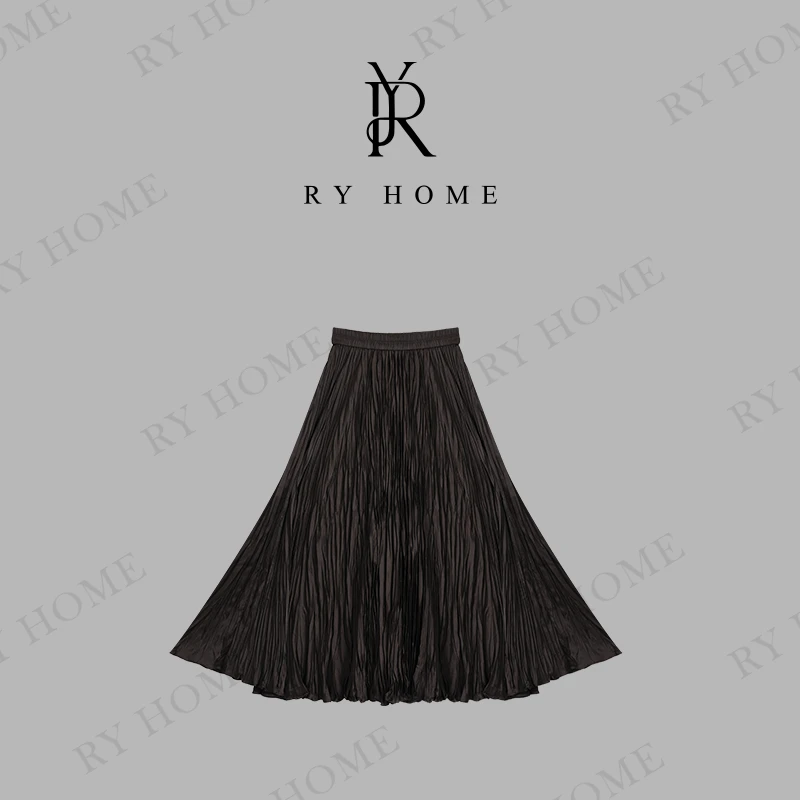 【容雨RYHOME】欧若风高级感缎面褶皱显瘦半身裙251Q1301