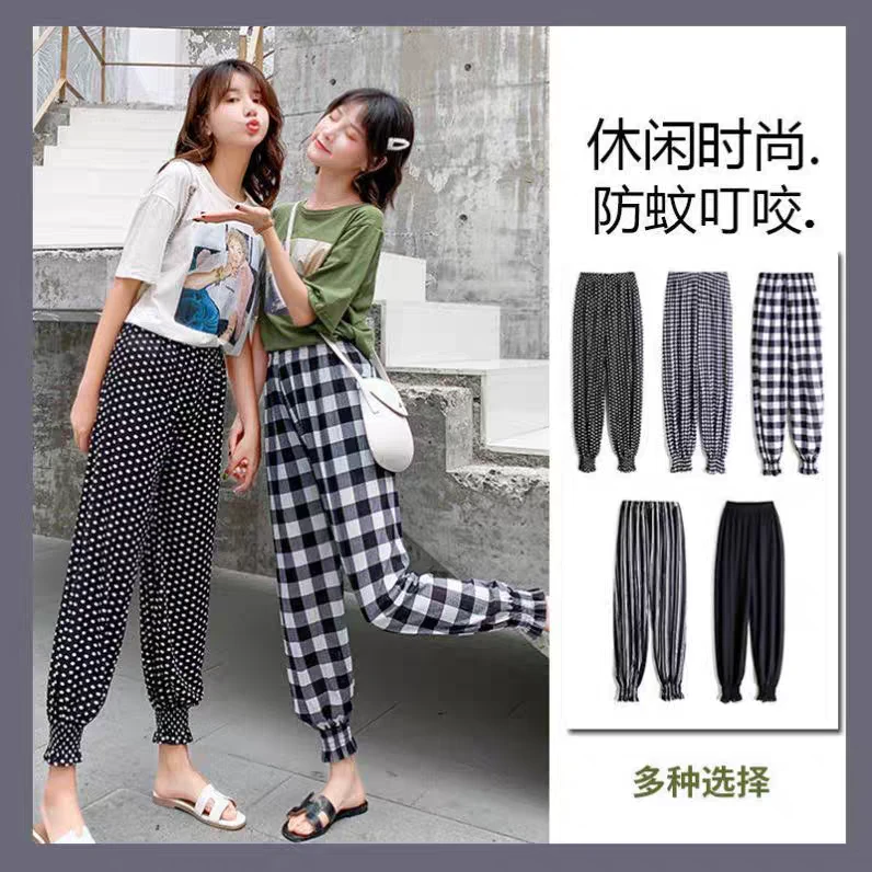 休闲九分束口格子裤2025新款早春季宽松设计感灯笼休闲束腿裤WY