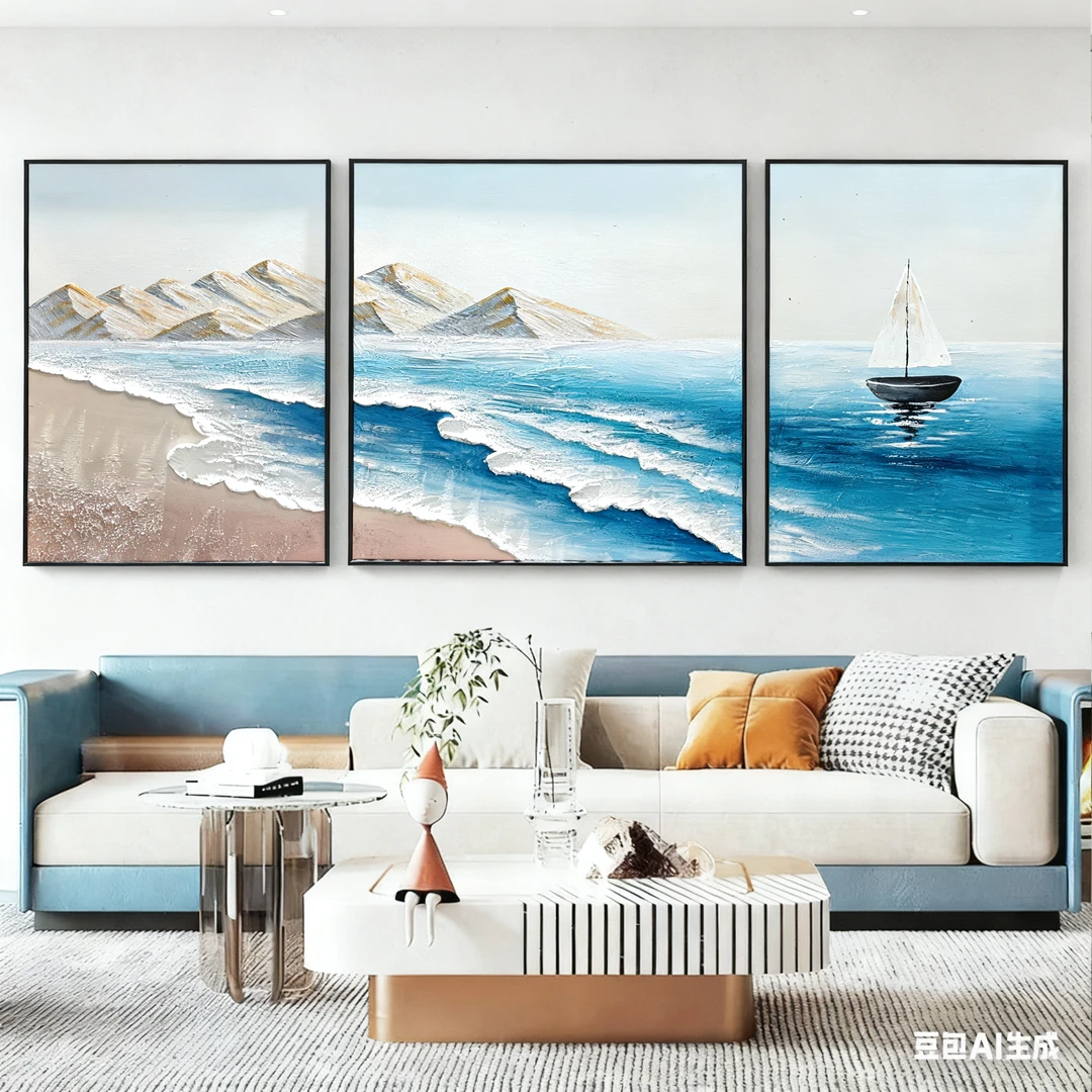 《熠熠生辉》简约现代客厅装饰画背景墙肌理手工