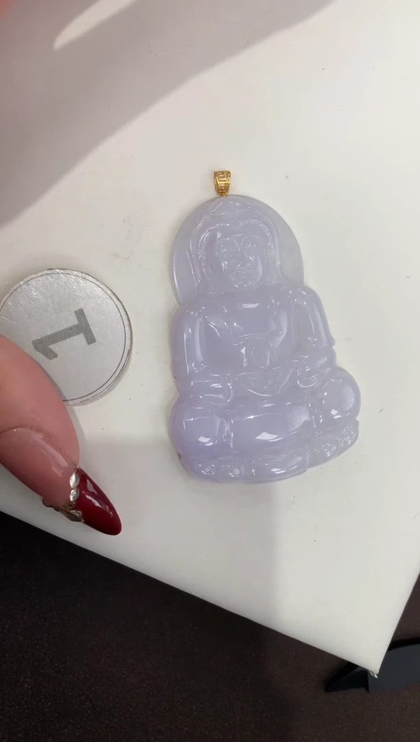 颈饰18K金镶嵌翡翠天然缅甸a货翡翠