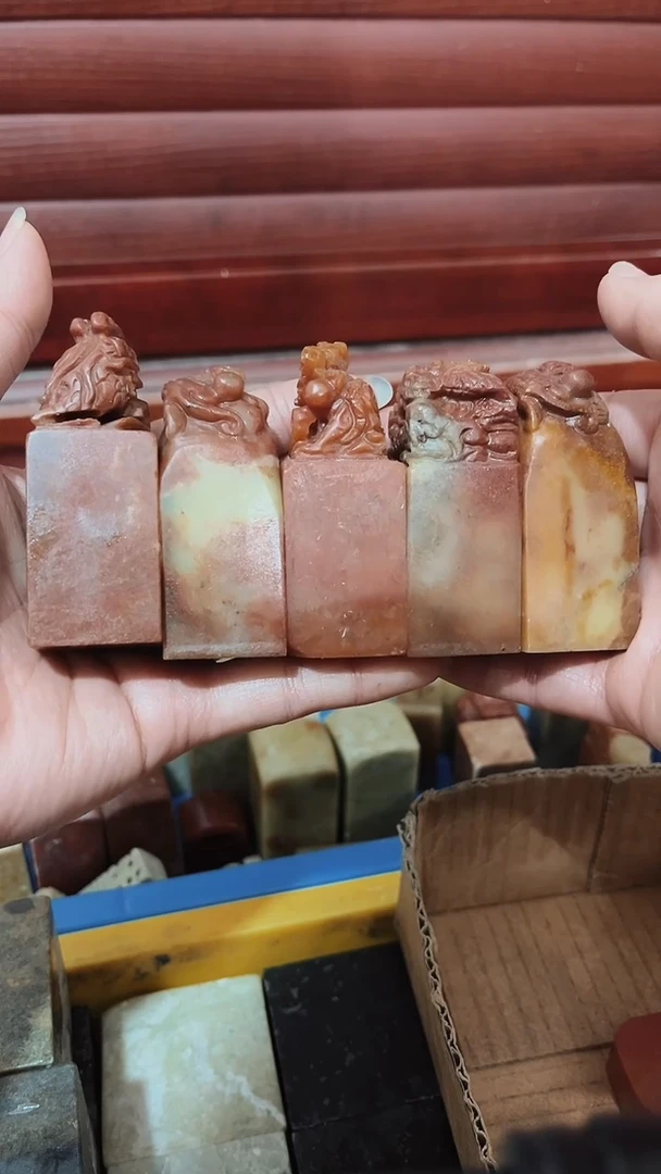 寿山石南*瑕疵不规则章带雕钮