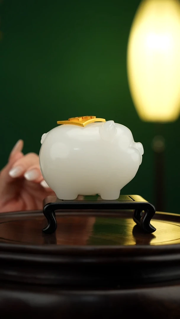 玉【招财福猪】天然玉石摆件