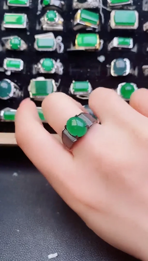 翡翠戒指银S925镶嵌1