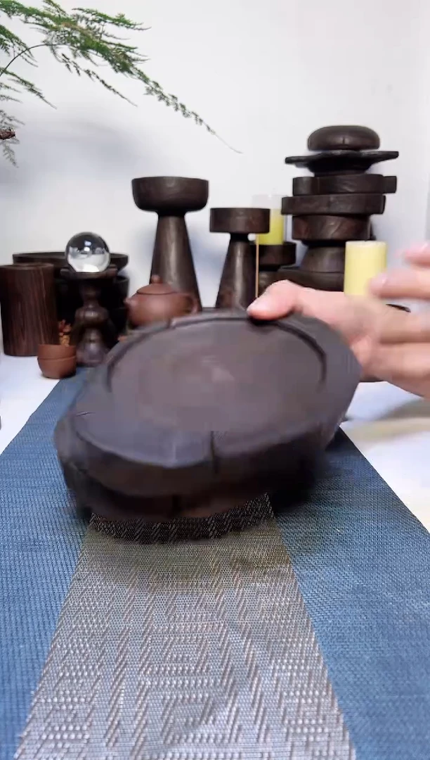 冉***贝香樟木侘寂风碳化木器