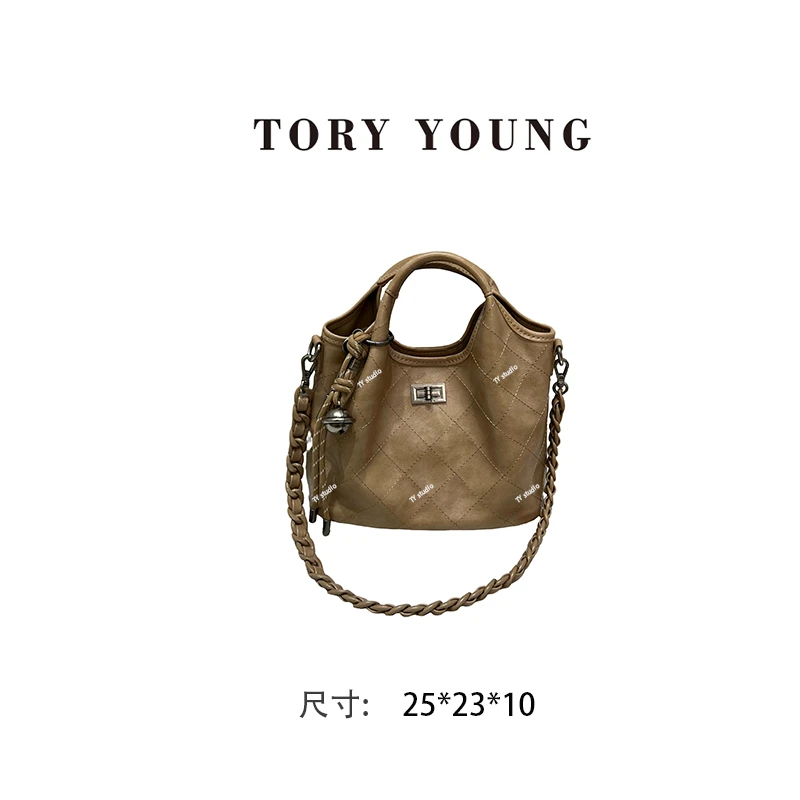 【TY】ZT-D7098-奶茶杏 轻奢高级韩版单肩潮流时尚简约女包