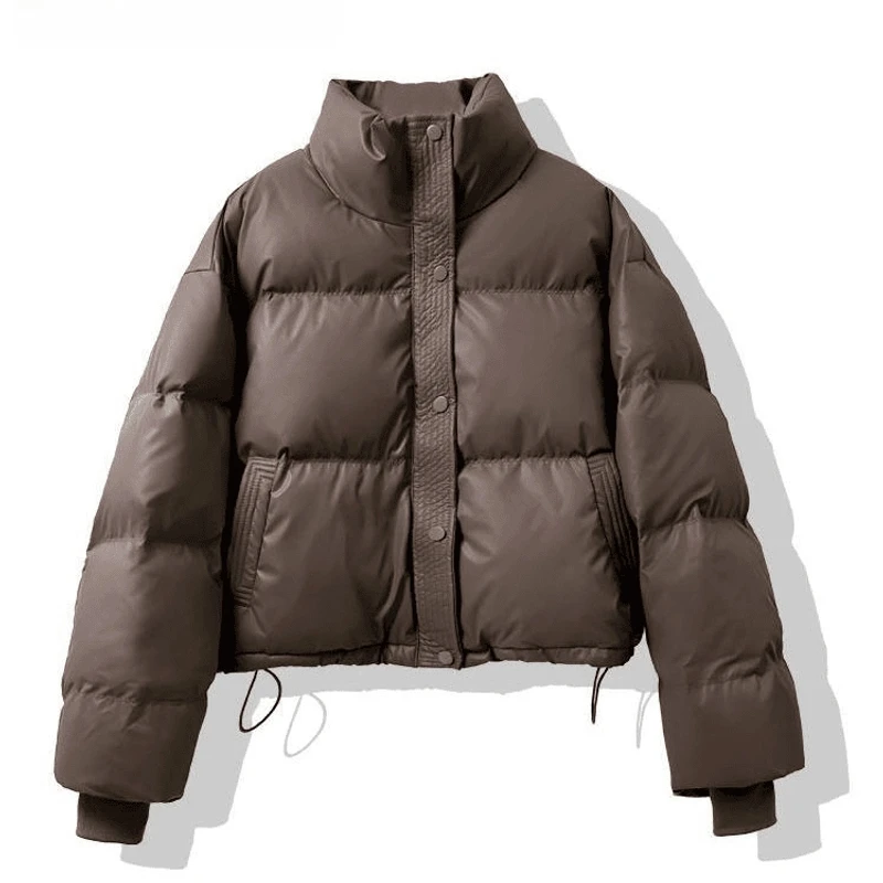 777保暖棉袄免洗pu皮棉服女短款冬季加厚立领面包服小个子外套