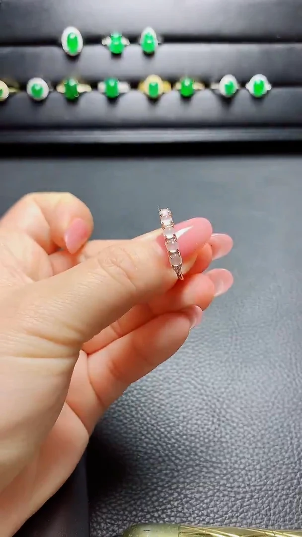 银S925镶嵌戒指翡翠 天然翡翠A货s925银镶