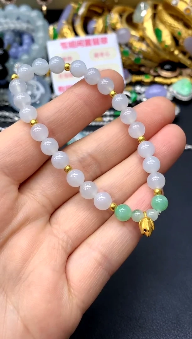 足金镶嵌手链翡翠37-中国好珍宝