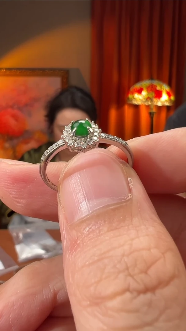 银S925镶嵌戒指翡翠翡翠戒指