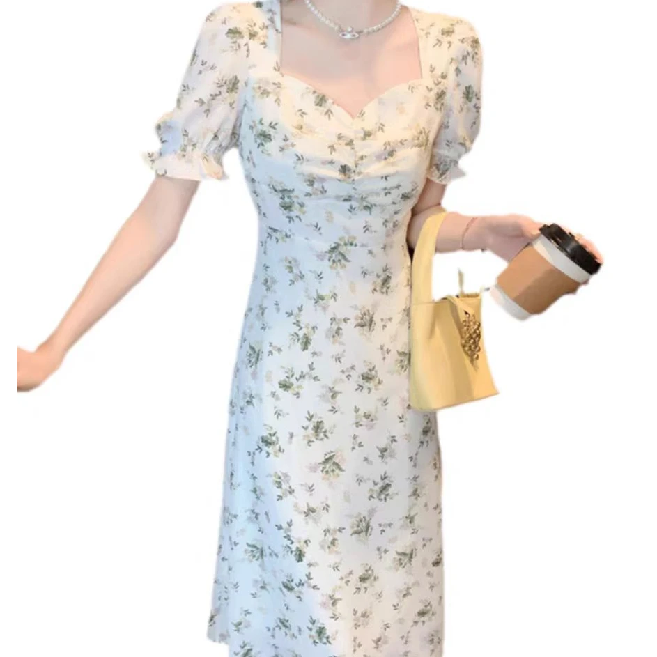 1001-1100夏装气质时尚连衣裙显瘦修身方领1001-1100