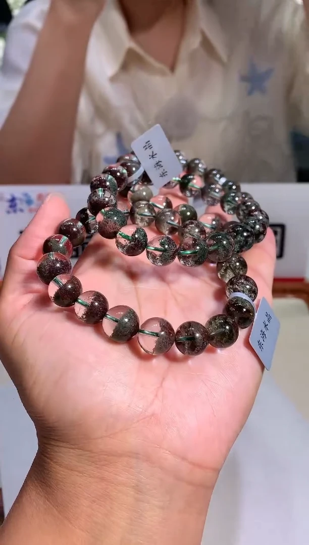 水晶手链未镶嵌10.8-11mm聚绿幽灵手链多样性发一