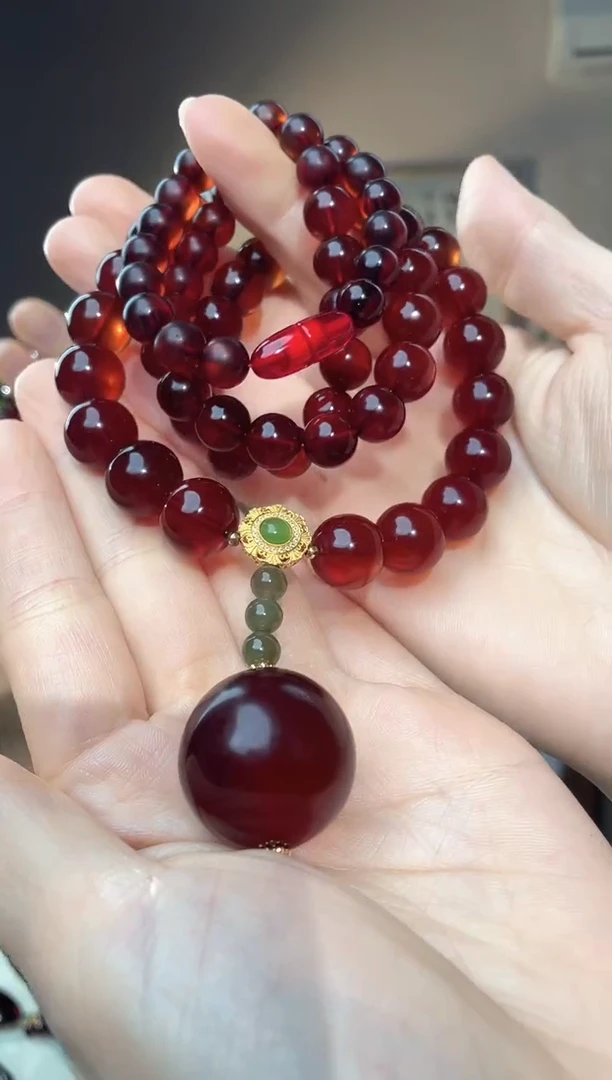 裸石琥珀未镶嵌27+  血珀塔链项链设计款