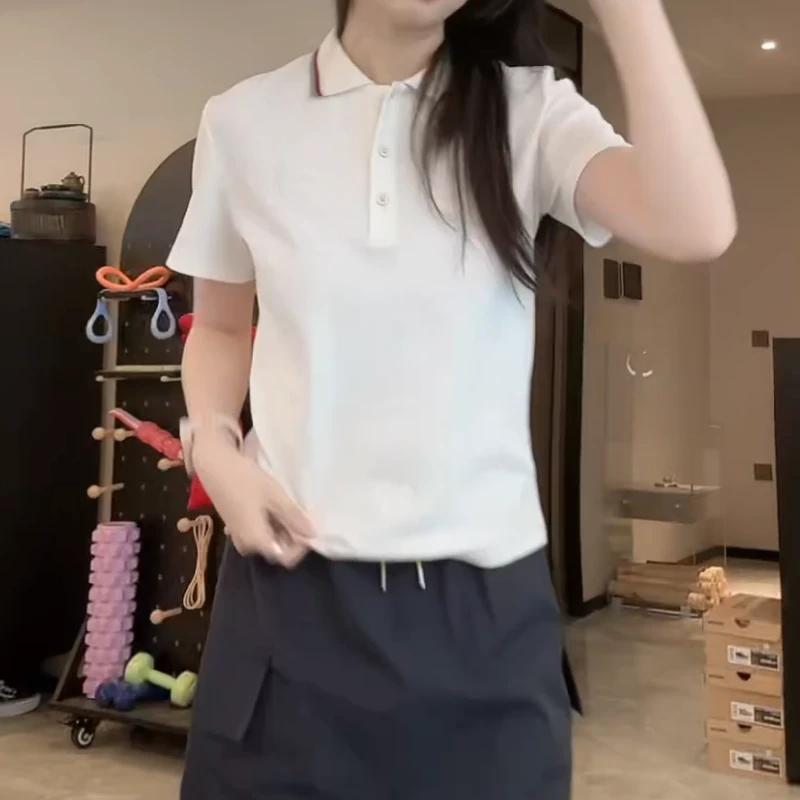 2025夏季翻领polo短袖老钱风百搭显瘦上衣LK2504620