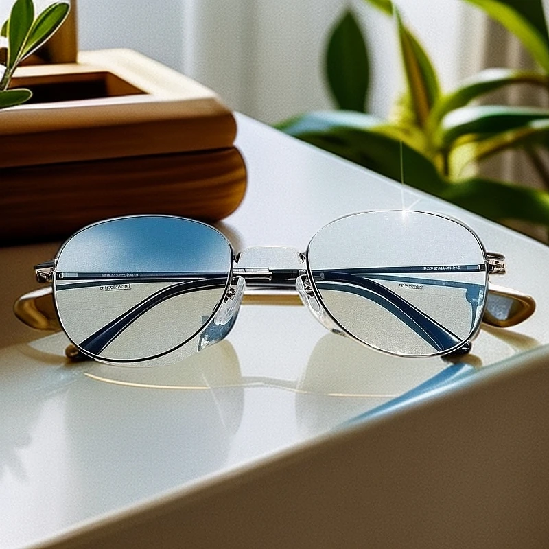 超轻感光变色近视眼镜男女通用平光镜复古镜框透明圆框无度数时尚