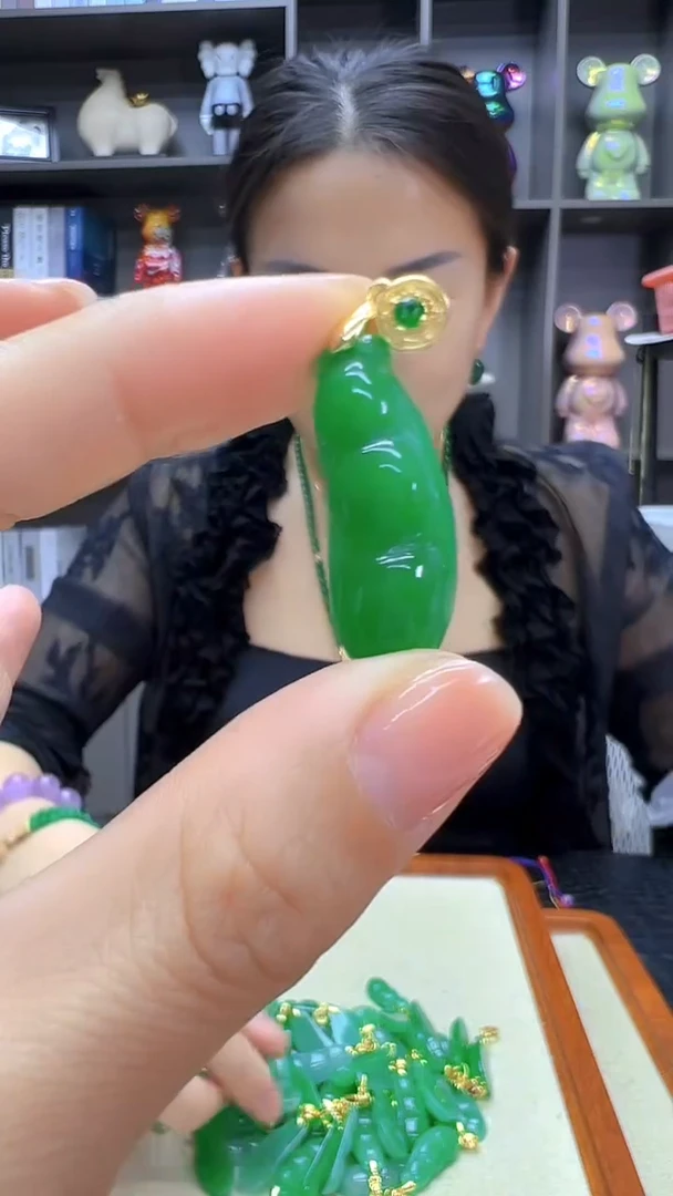 翡翠14K金镶嵌颈饰沉白diy劲饰