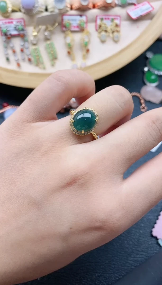 翡翠戒指银S925镶嵌1