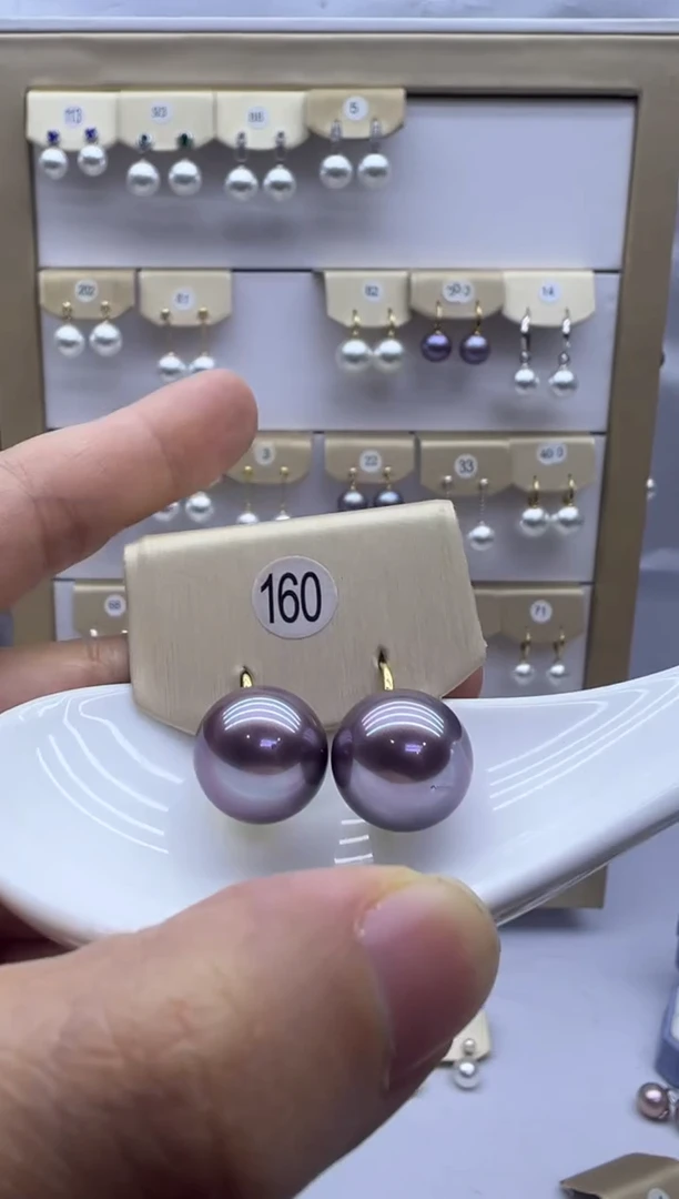 银S925镶嵌耳饰淡水珍珠160