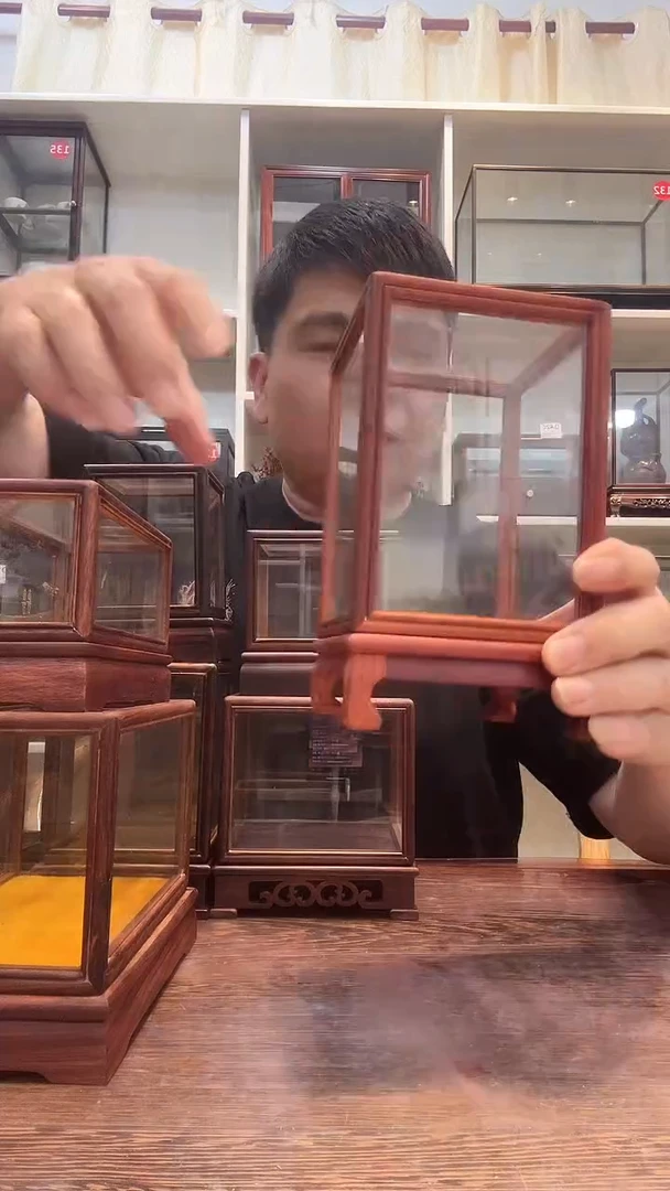 花梨木类10*10*14玻璃罩634