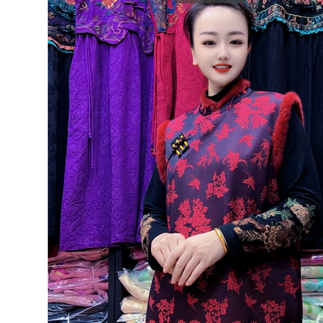 640洋气时尚宽松减龄中长款显瘦马甲裙