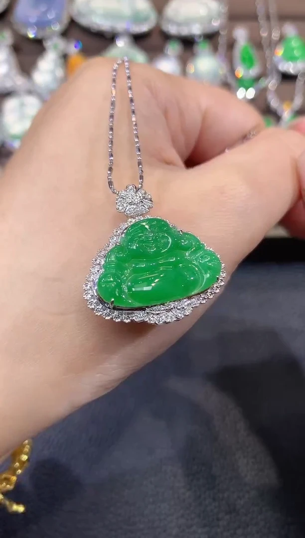 吊坠(不含链)18K金镶嵌翡翠c4