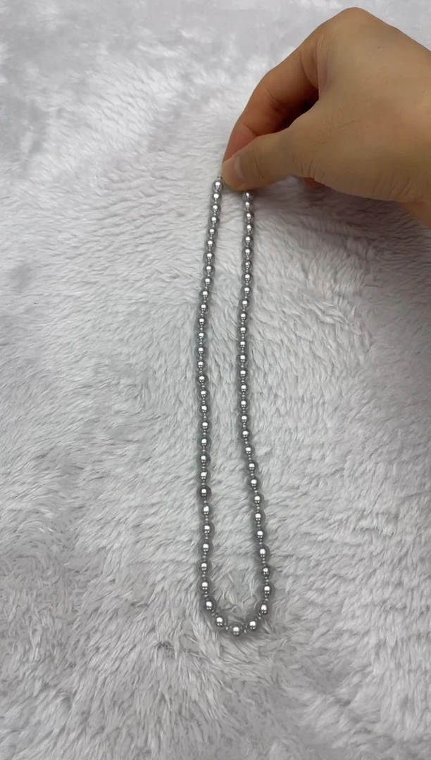 项链银S925镶嵌海水珍珠AK真多麻6-6.5mm