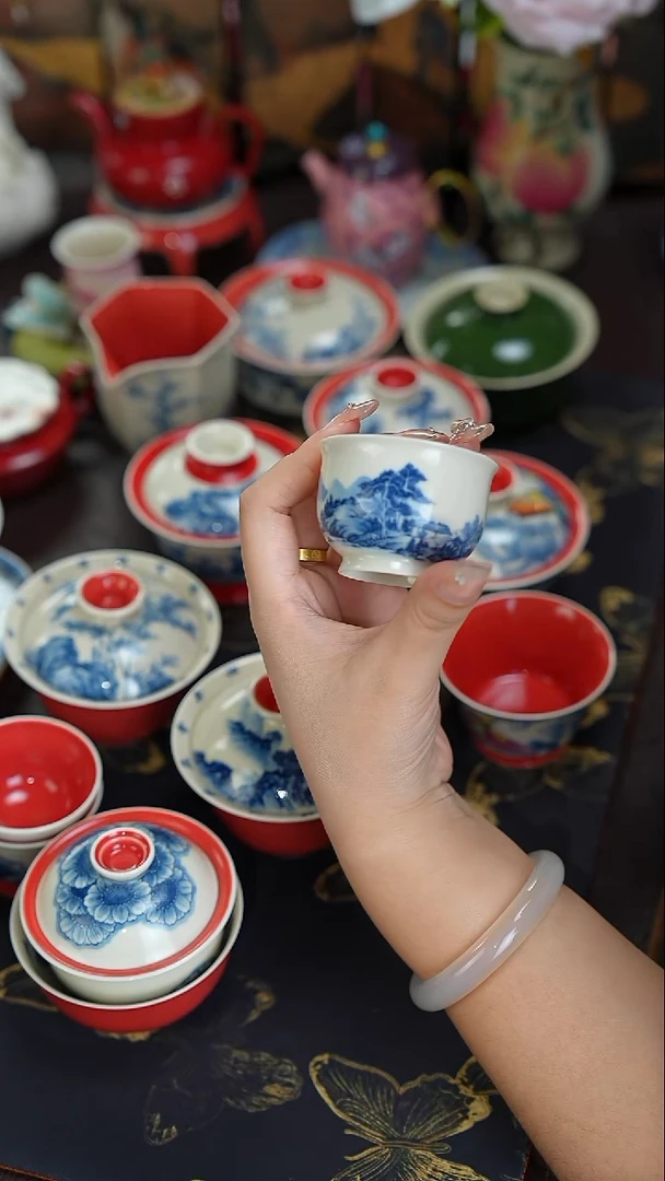 雨香斋景德镇手工手绘山水主人杯