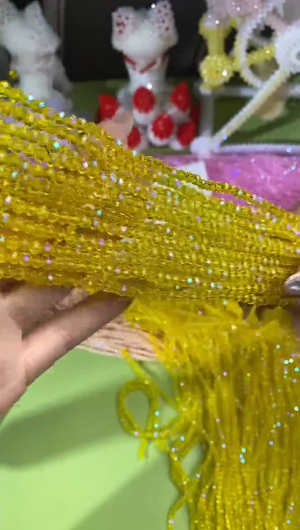 玻璃A30卡4水晶扁10条微光彩透色柠檬黄