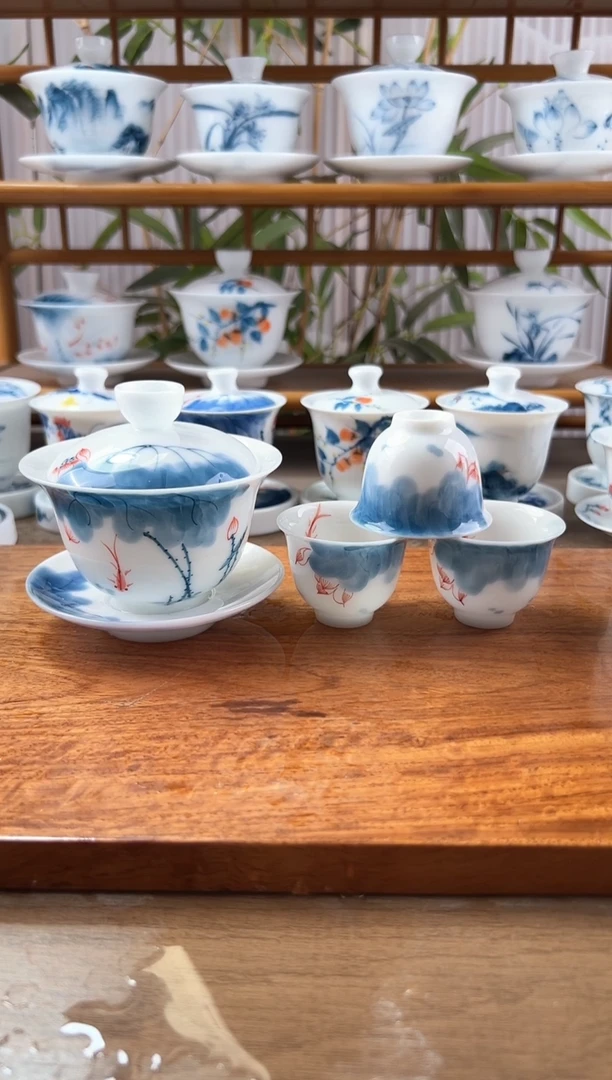 全品高冰线条莲150ml三才+中美人杯3个