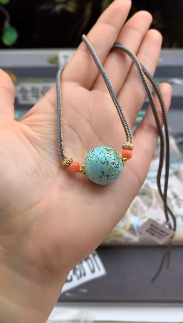 未镶嵌绿松石锁骨链茜.D79