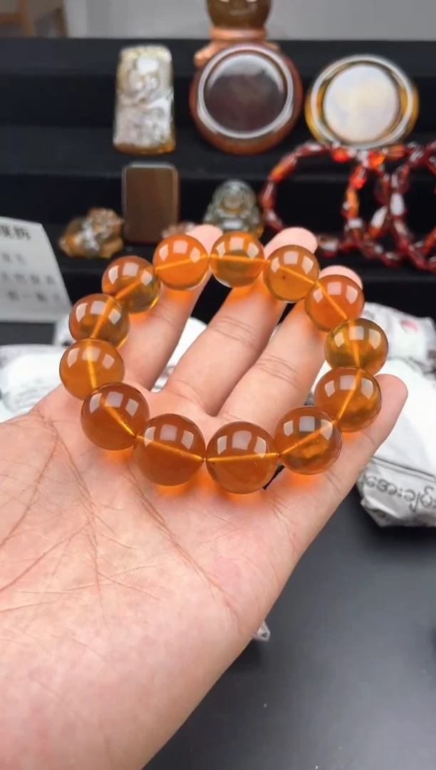 手链琥珀未镶嵌浅金棕手串