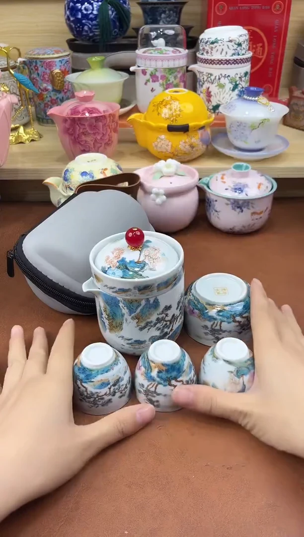 陶陶瓷茶具摆件旅行套组