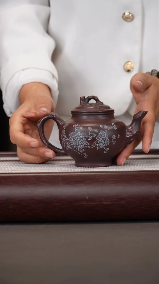 茶壶紫砂邵德华 梅报春 大亨老紫泥 260cc