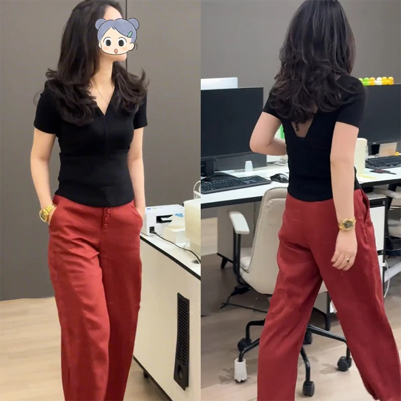 香朵儿气质优雅高级感套装女2025夏季新款小众洋气上衣显瘦休闲裤