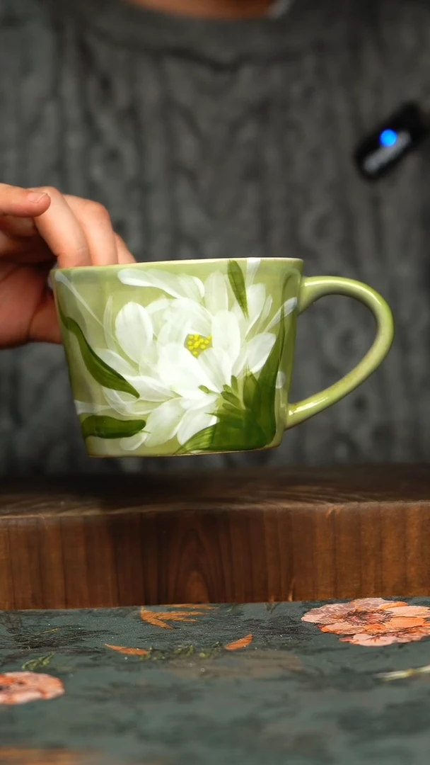 杯釉下彩手工手绘同款陶器