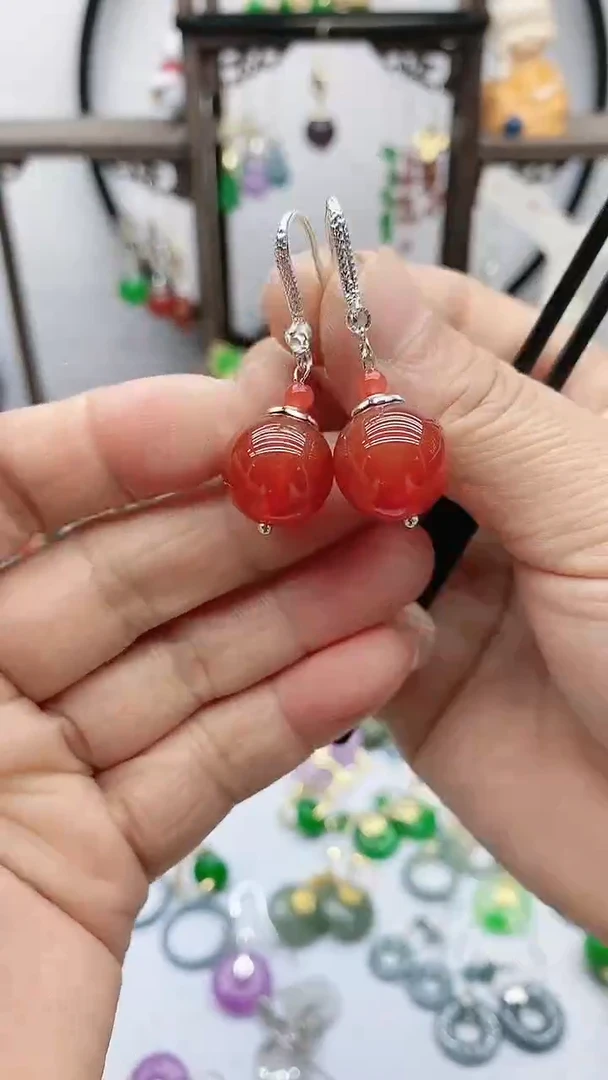 未镶嵌南红玛瑙耳饰881