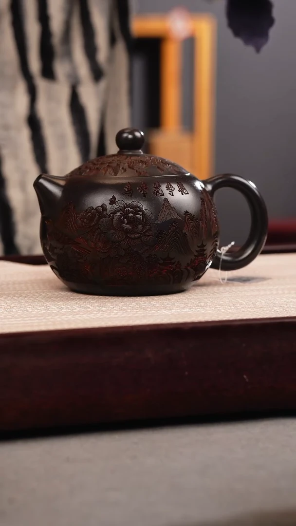 茶壶紫砂石黄 西施 牡丹