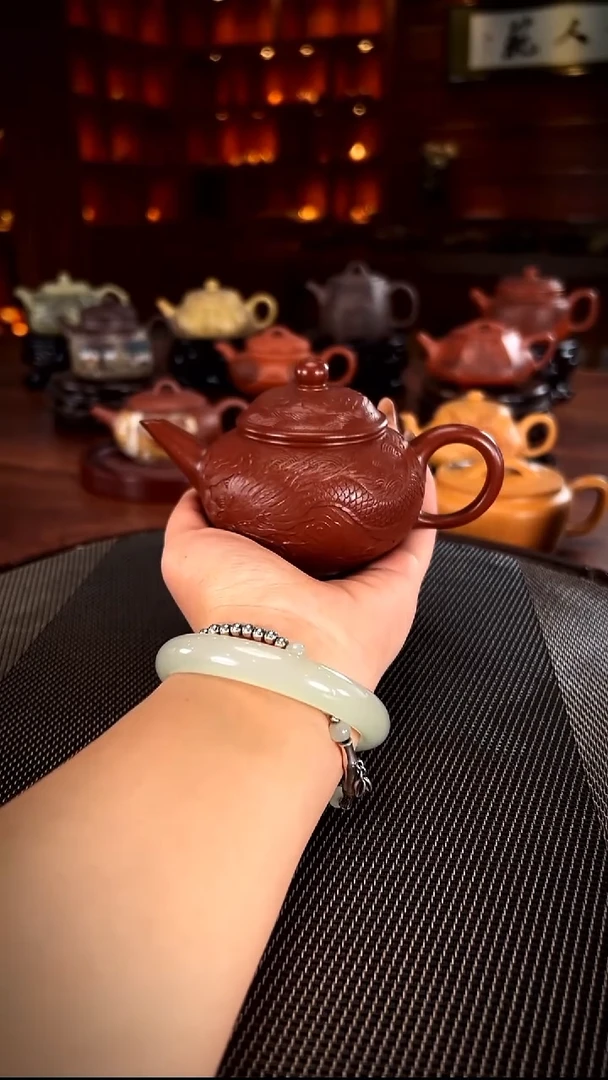 茶壶紫砂广****】满龙浮雕