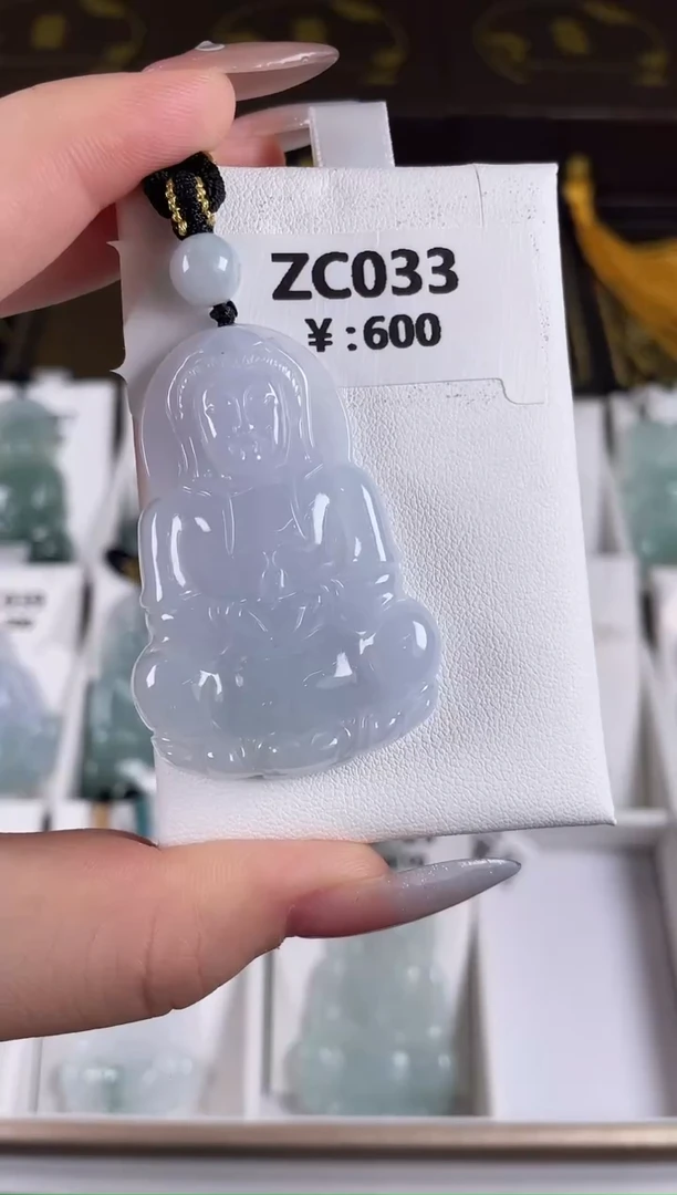 颈饰未镶嵌翡翠ZC033翡翠冰观音+孤品+送同款绳子